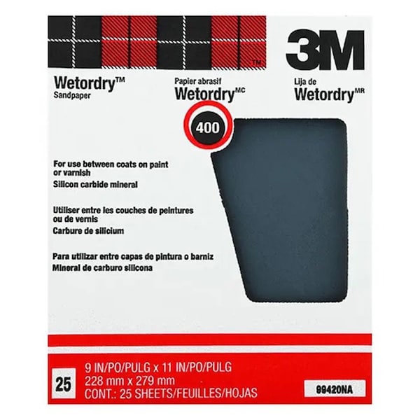 3M 9" x 11" Wetordry Sanding Sheet Pro-Pak, 400-Grit, PK 25 99420 - main